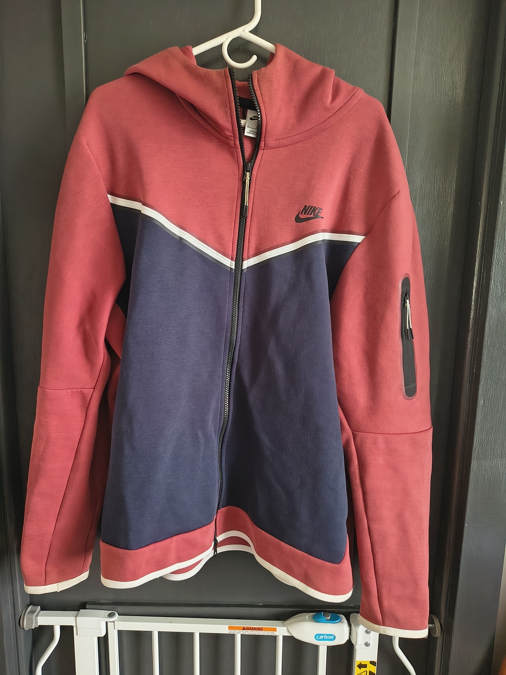 Nike Red & Navy Colorblock Full-Zip Hoodie